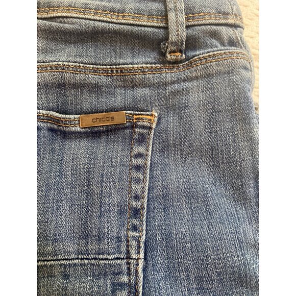 Chico’s Women’s Size 0 Cropped Denim Mid-Rise Blue Jeans Stretch Cotton Blend - Picture 4 of 5